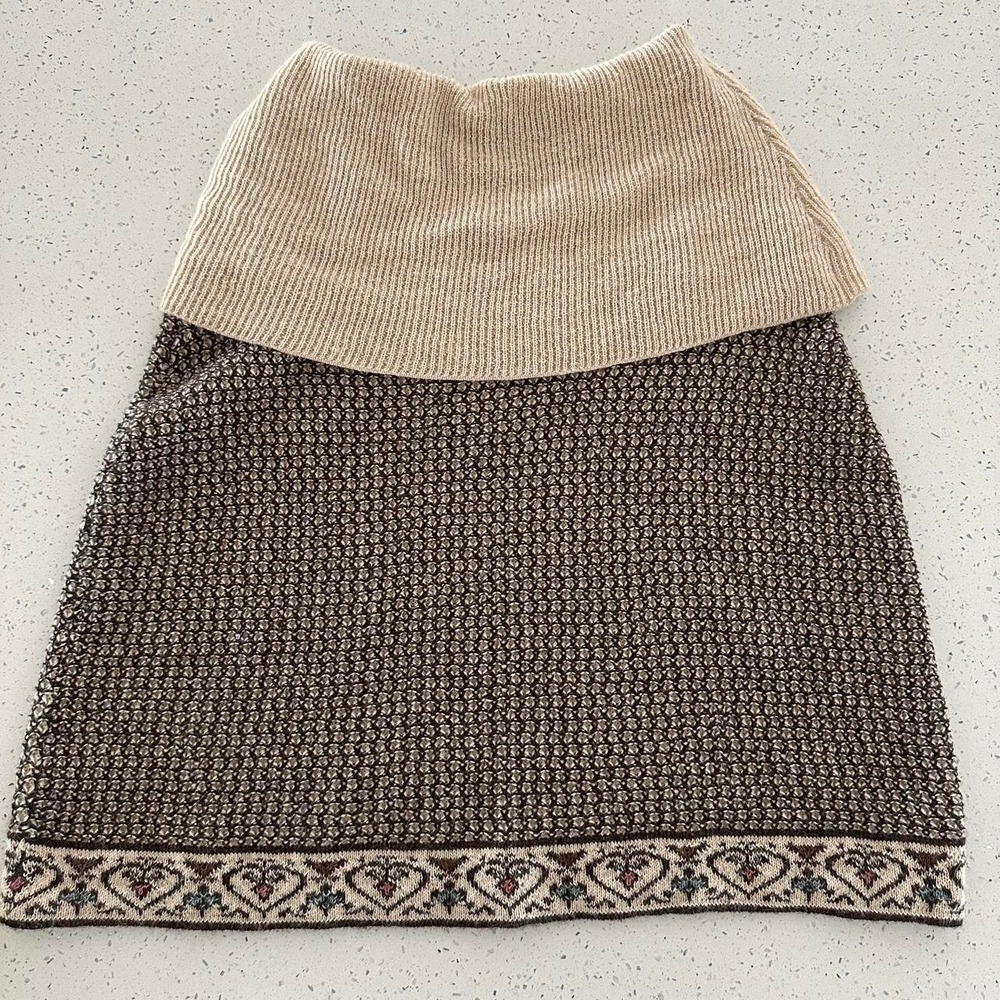 Novica 100% Alpaca Wool Poncho Capelet Brown Beige Heart Fair Isle Made in Peru